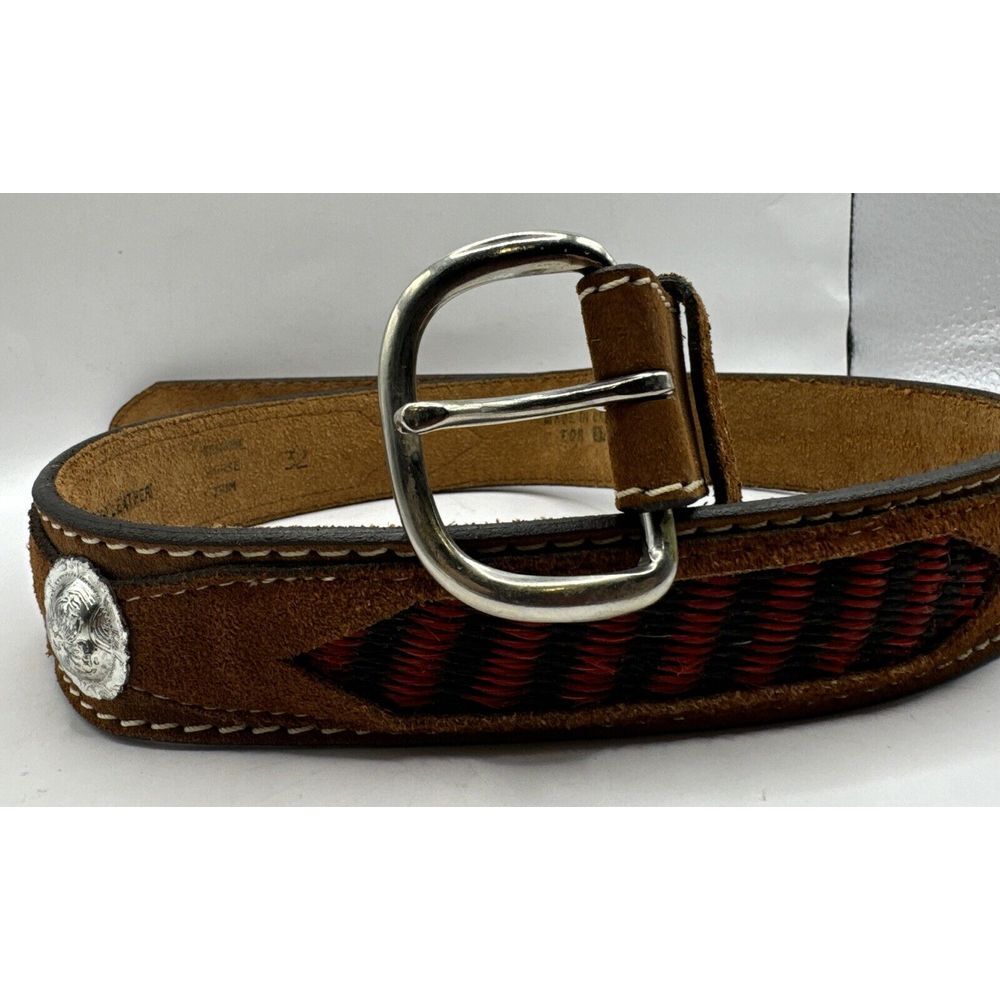 Vintage El Charro‎ Mens Belt Brushed Leather With Horse Trim  Sm Size 32